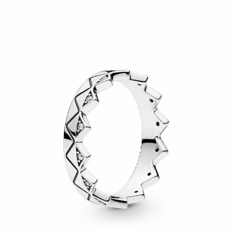 Pandora Exotic Crown Stackable Ring Ireland - Sterling Silver/Cubic Zirconia - 170856CDY